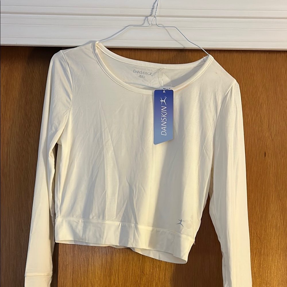 Danskin Women's Cream Long Sleeve Top